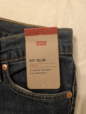 Levi's Men's 511 Slim Fit Stretch Blue Denim Jeans, Medium Wash, 5-Pocket