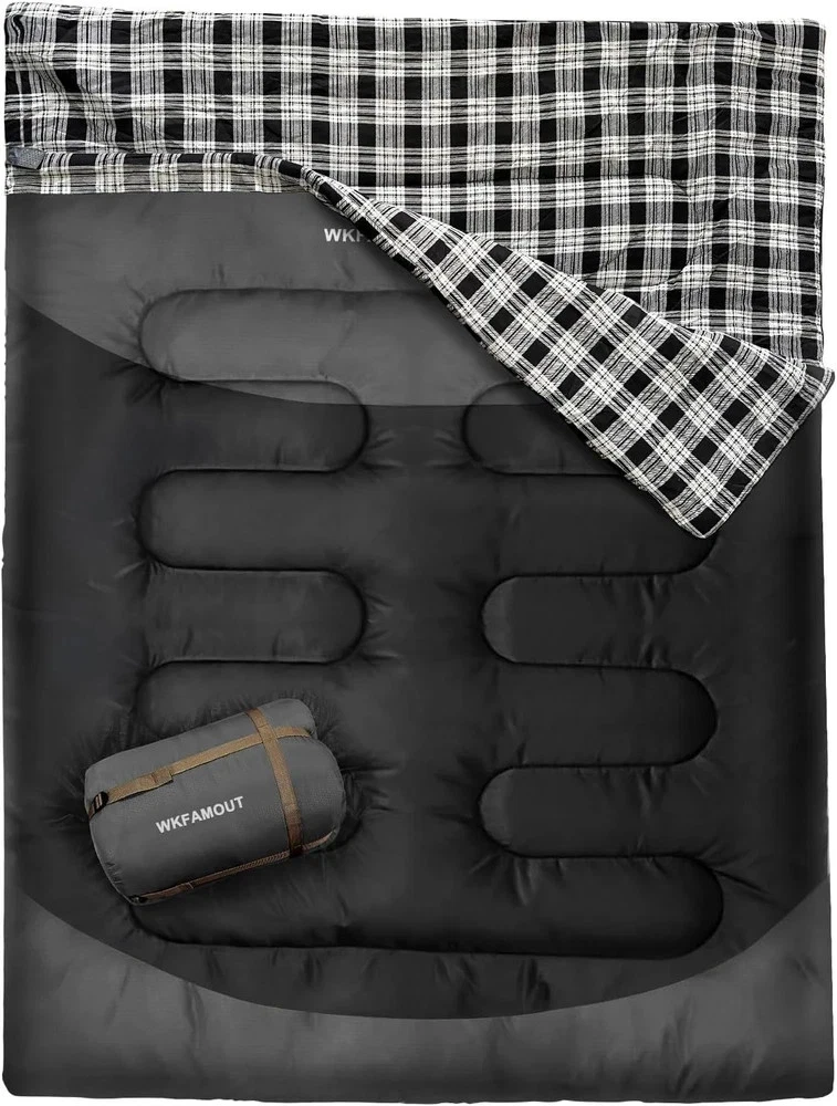 Queen Size Waterproof Flannel Sleeping Bag for 2 Adults, Machine Washable