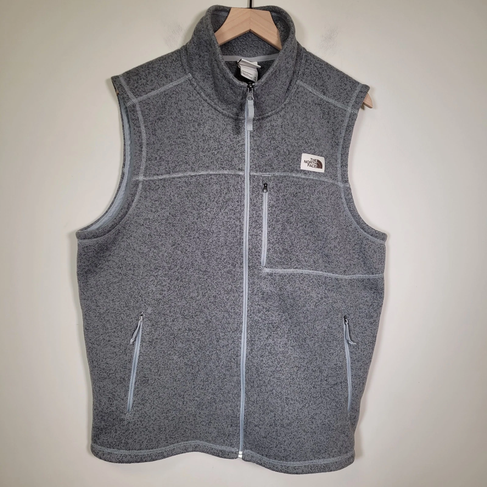 The North Face Fleece Vest Mens XL Gray Gordon Lyons Full Zip Outdoors Warm