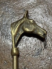 Vintage solid brass long handled detailed horse head shoehorn 17