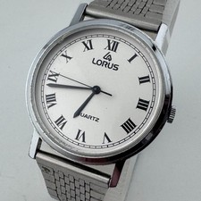 VTG Lorus Quartz Watch Y561-8080 Unisex Silver Easy Read Roman Analog New Batter