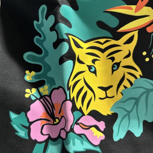 VTG 80s 90s Neiman Marcus Color Block Shopping Canvas Tote Bag Tiger In Jungle - Picture 7 of 10
