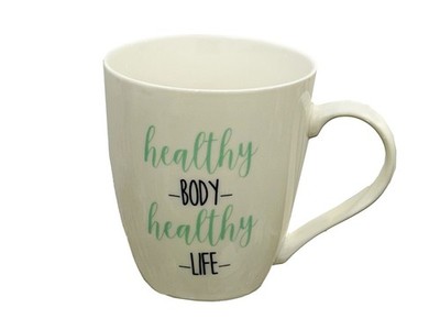 Pfaltzgraff  Healthy Body Healthly Life  Coffee Mug 4.5  Tall Great Motivation