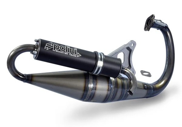 Polini Team 4 Komplett Auspuffanlage - Alu Schwarz FüR Gilera Typhoon 50 1991-01-image