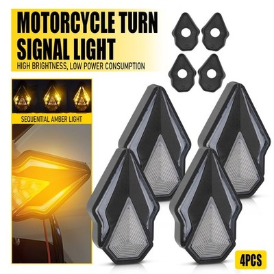 4X Motorcycle Flush Mount Dynamic Turn Signal Blinker LED Light DRL Amber Red H