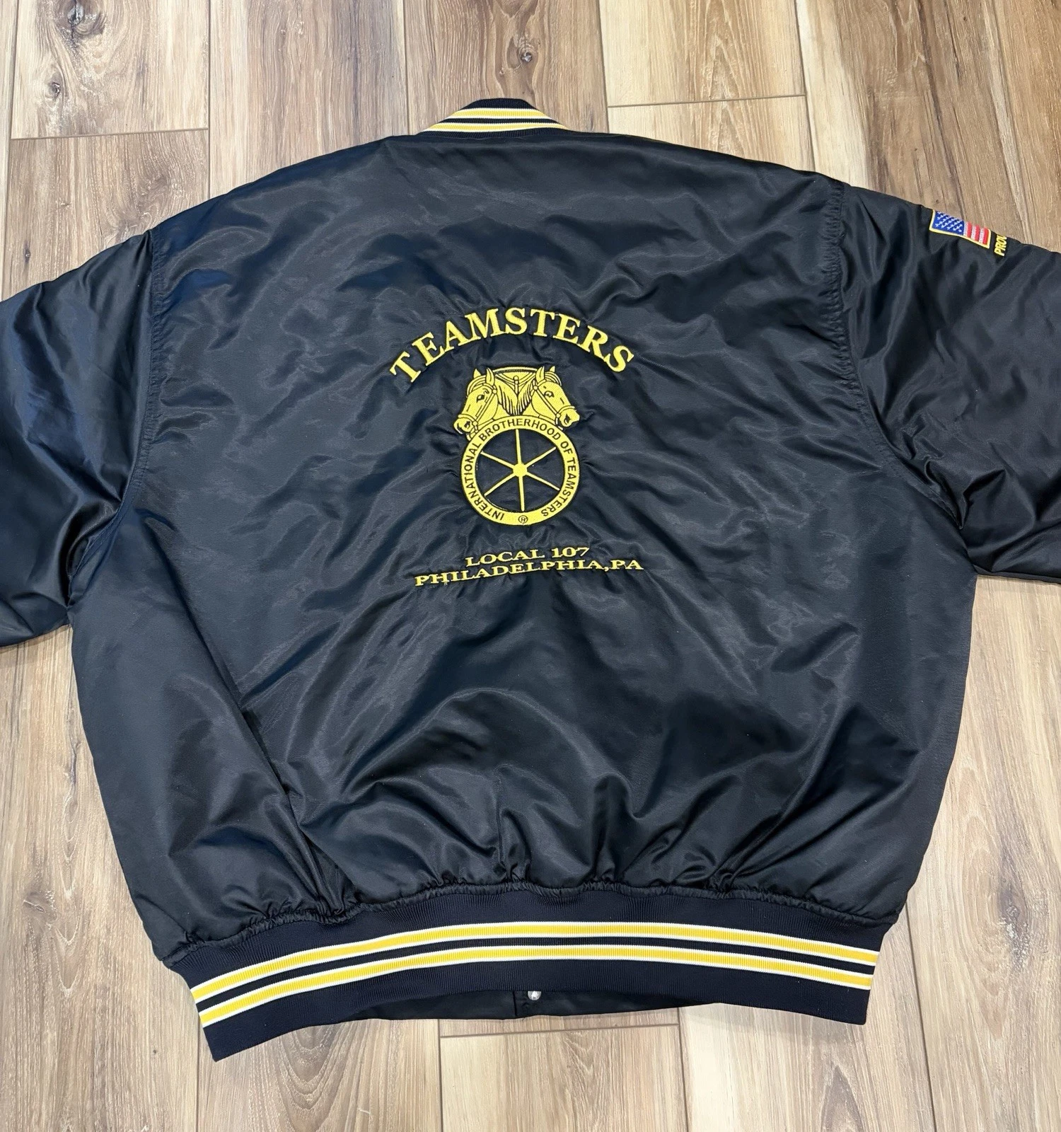 Vtg 90s Teamsters Local 107 Philly Satin Bomber Jacket 2XL Game Sportswear - product detail image 16