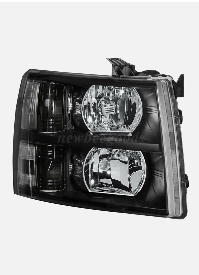 Faros de carcasa negros diestro aptos para Chevy Silverado 1500 2500HD 2007-2013 Foto 3 de 4
