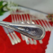 25pc Amsilco Manhattan World Tableware Silverplate Beaded Spoon Fork Knives