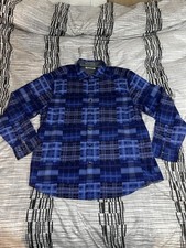 Tommy Bahama Shirt Mens XL Blue Canyon Beach Flannel Plaid Long Sleeve Pocket