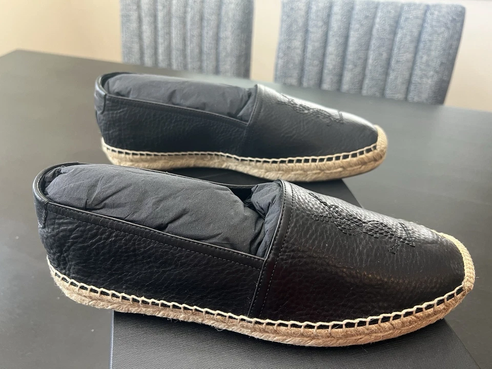 NUEVA Alpargata Saint Laurent YSL Hombres Cuero Napa Suave Negra 41.5 EU/9 US Foto 3 de 4