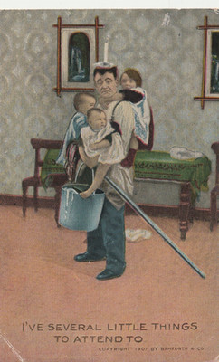 Vintage Postcard Humor Ive Several Little Things To Attend To, Overworked Father