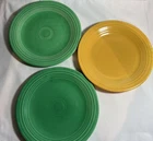 Genuine Fiesta Ware Dinner Plates 1 Yellow & 2 Green Original Colors USA