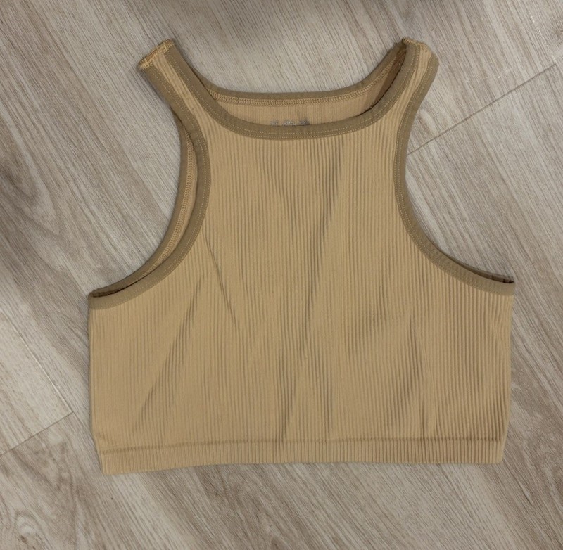 Yellow Cropped Ribbed Urban Outfitters Size Medium Tank Top
