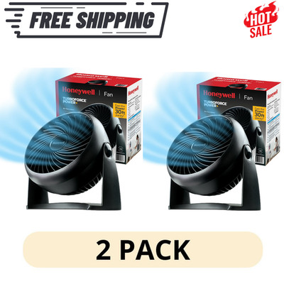 2 Pack Honeywell Turbo Force 10'' Table Fan 3-Speed Quiet 30ft AirFlow Wall Mount