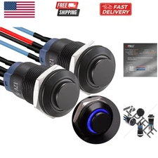 12mm Latching Push Button Switch SPST Pre-Wired 150mm High Round Head Alumini...