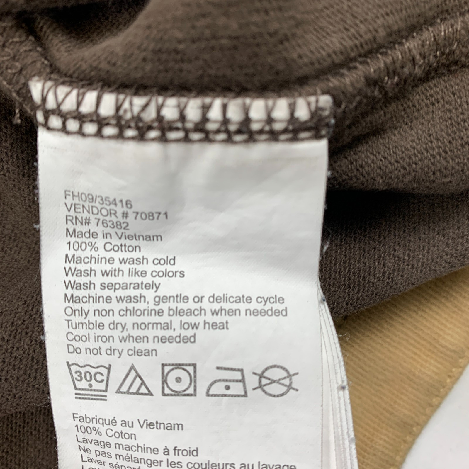 Timberland Pullover Men L/G 1/4 Zip Brown Cotton Regular Fit Logo Very Good image 8