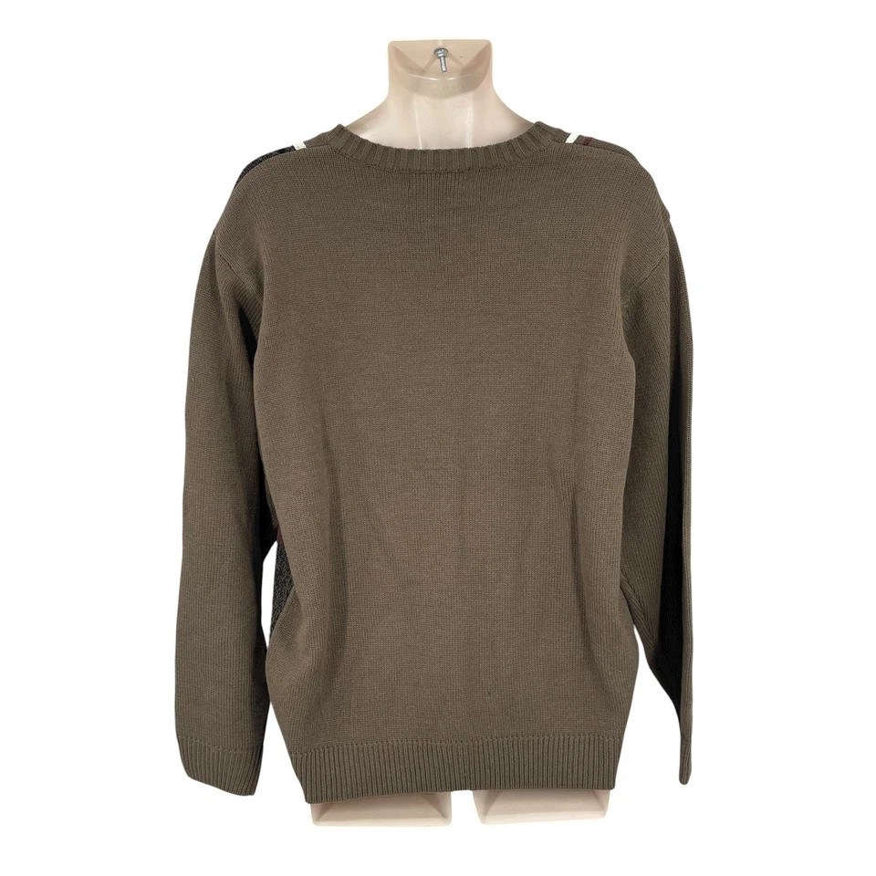 Fusion Academia Sweater Men Brown Preppy Colorblock Wool Blend V Neck Size M - Image 2 of 4