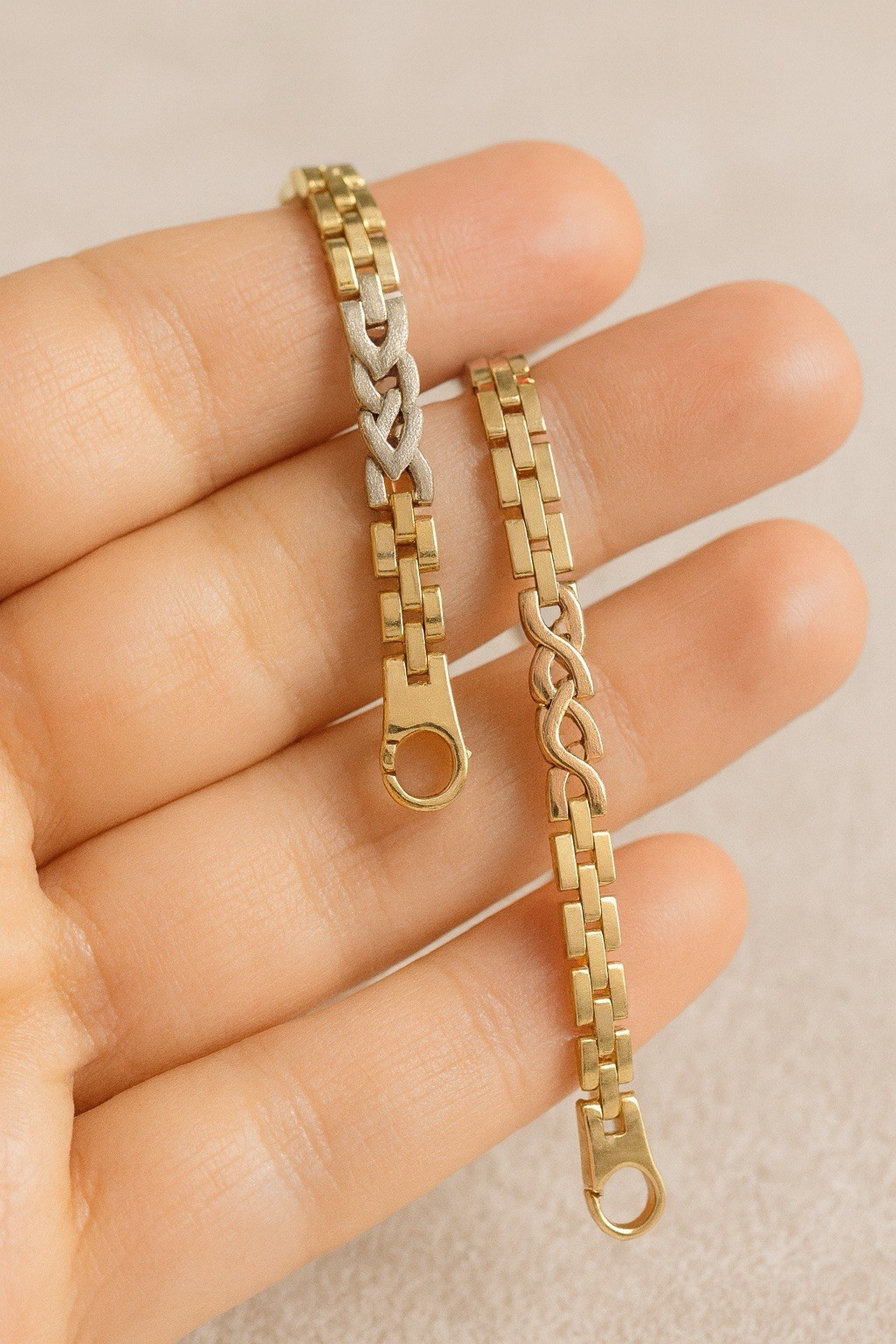 14K Italy Tri-Color Gold Bracelet-Vintage Cellini Jewellery Box-elegant