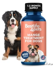 Dog Mange Support and Natural Dog Itching Relief for Canine Coat Issues & Pup...