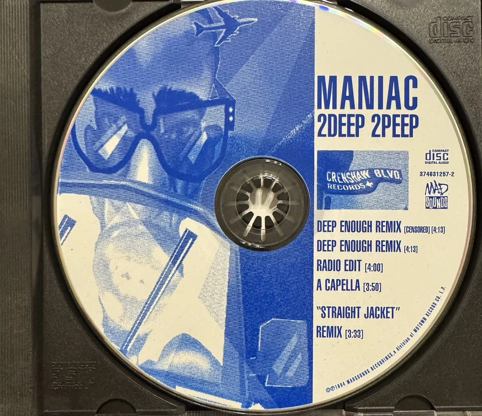 MANIAC - 2DEEP 2PEEP (DEEP ENOUGH REMIX) / STRAIGHT JACKET RARE OOP Promo CD - Image 3 of 4