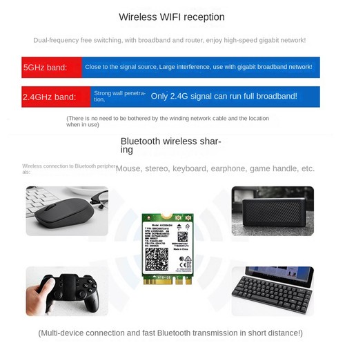 Carte WiFi 8260 8260NGW + Antenne 2X8DB 2.4G/5Ghz 867M Bluetooth 4.2 NGFF M4660 - Afbeelding 4 van 8