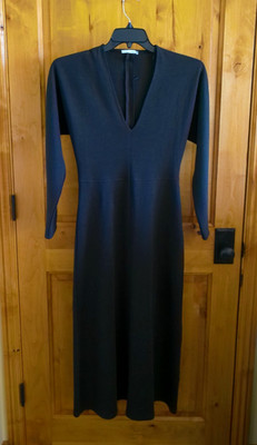 ZARA SIZE SMALL SHIFT INDITEX DRESS SOLID EARTH BROWN V-NECK LSLV SOFT SMOOTH CO