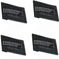 Key Hider Pouch 4-Pack X-Large Black with Adhesive Backing House Keys Car Office