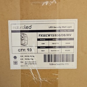 10 pack - NatureLED LED Security Wall Light. 15W 1931LM