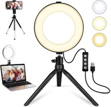 MACTREM 2-in-1 6" LED Ring Light with Tripod  Clamp for YouTube Makeup
