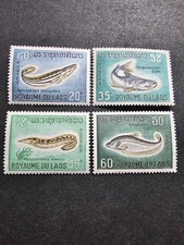 TIMBRE LAOS FAUNE POISSONS ANIMAUX N°156/159 NEUF ** LUXE MNH 1967
