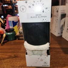 NEW Mens Black Memory Foam Slippers, Sz XL 11-12 