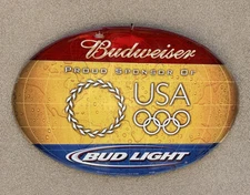 Budweiser Bud Light USA Olympic Sign - Embossed Metal - Bar, Man Cave, 18.5x28”