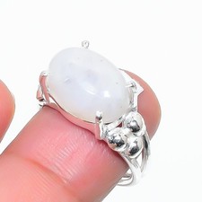 Rainbow Moonstone Gemstone 925 Sterling Silver Jewelry All Size Ring For Gift