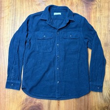 Everlane Shirt Mens M Button Up Thick Cotton Work Navy Long Sleeve Shacket DD19