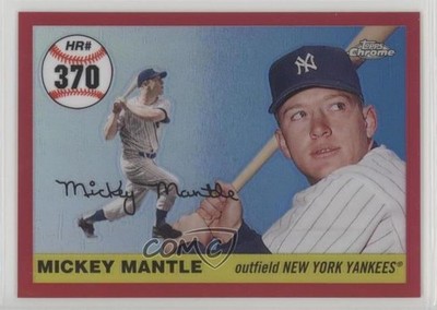 2007 Topps Chrome Home Run History Red Refractor 60/99 Mickey Mantle HOF 0oc8