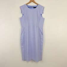 J.Crew Resume Sheath Dress Size 14 Light Blue Linen Blend Office Career Wear