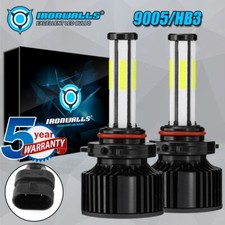 Ironwalls 6-Sides 9005 HB3 LED Headlight Bulbs Conversion Kit Bright White 6500K