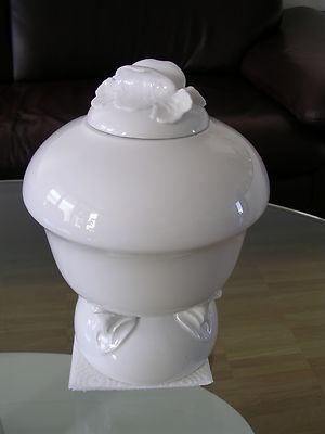 KPM Berlin Blumengefäß Flower Pot Teedose Tea Tin Weiß White Schmuz-Baudiss 1910