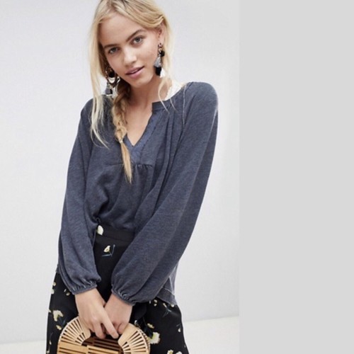 Top Free People We The Free Negro Arcadia Henley Pequeño S $68 Nuevo con Etiquetas Nuevo OB614756 - Imagen 1 de 5