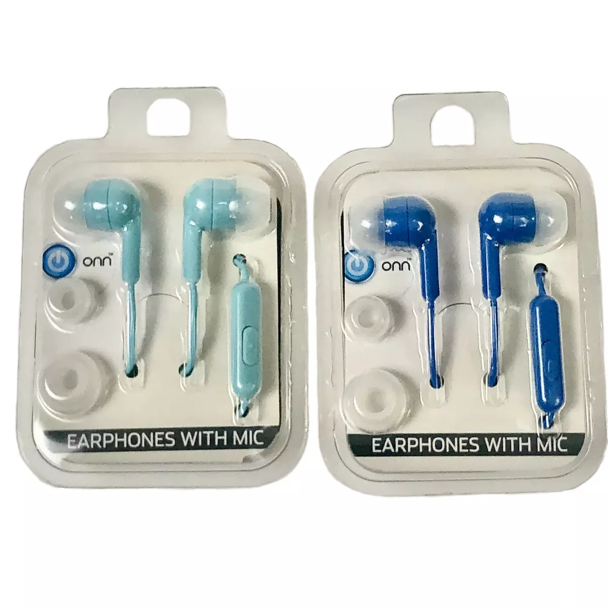 ONN Stereo Earphones with Inline Microphone 3.5 mm Jack 3 Ear Tip Sizes Lot Of 2