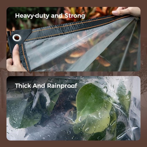 6.5Ft × 6.5 Ft Clear Tarp, Thicken Clear Waterproof Tarp, 5 Mil Anti-Tear Garden - Picture 4 of 7