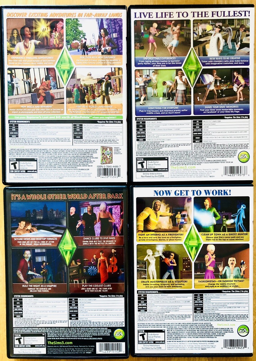 US版　SIMS3セット The SIMS 3 Expansion Packs Bundle 4 Game LOT For PC WINDOWS