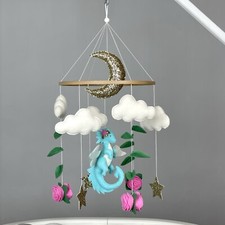 Dragon crib mobile girl Fantasy nursery Dragon baby mobile flower Baby shower