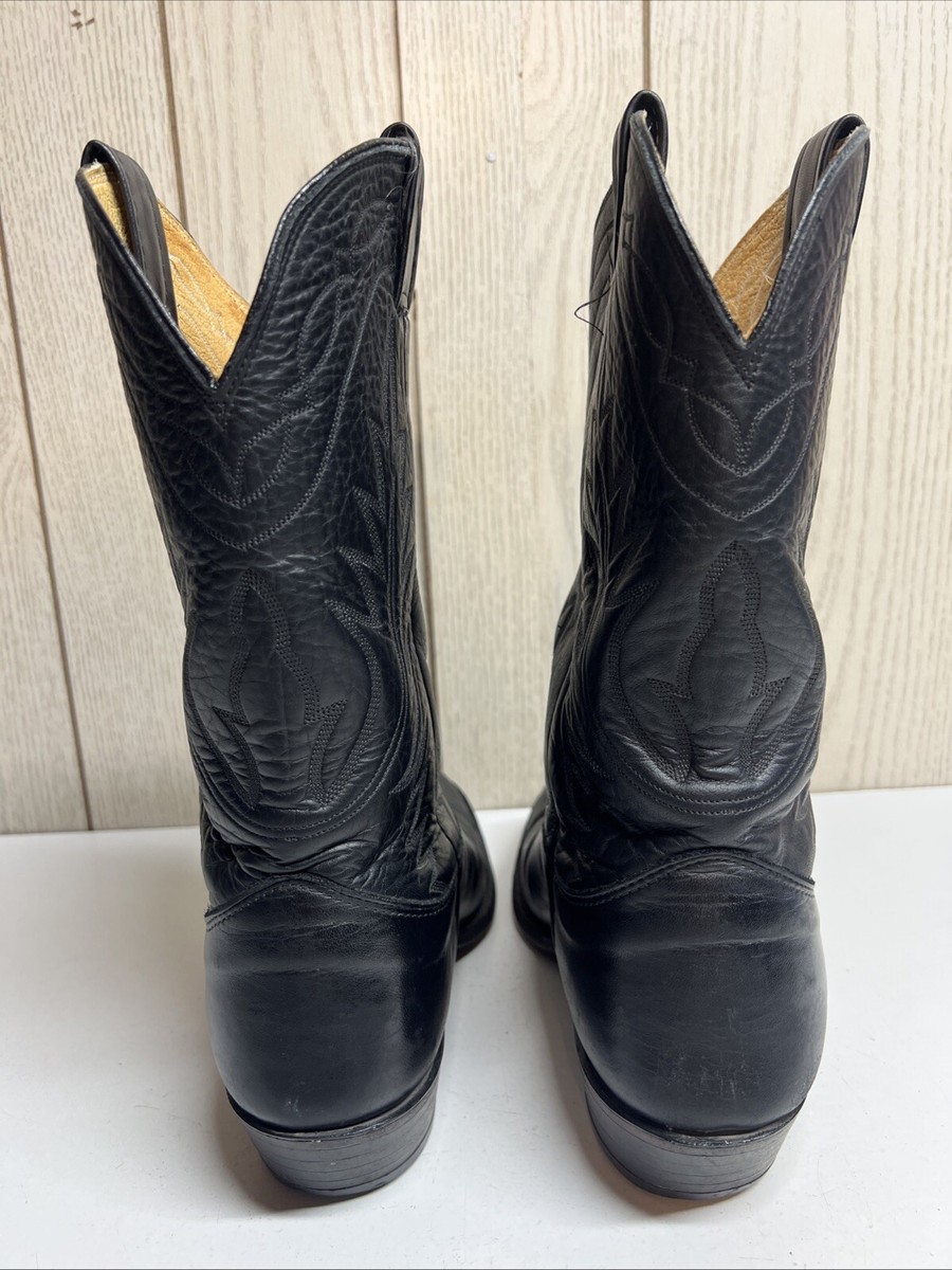 Nocona 7501 Black Deertan Leather Western Cowboy Boot Men display picture 2