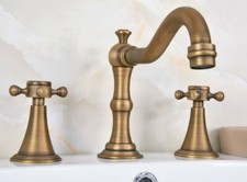 Retro Antique Brass Deck Mount Widespread Bathroom Sink Faucet Mixer Tap 2an086