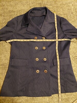 Vintage 70s Navy Blue Sears Women Leisure Pant Suit 3 Piece M/10