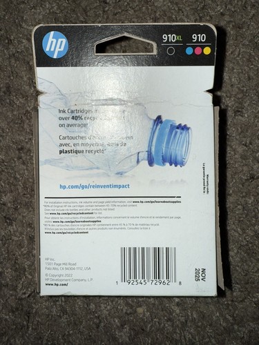-NEW/SEALED- Four Genuine OEM HP 910/910XL Cartridges (3JB41AN, OPTION 140) - Photo 2/4