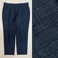 Men's HUGO BOSS Blue Plaid Hutson Slim Fit 34S 34x27 Trouser Dress Pants