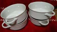 Schirnding Bavaria White Porcelain Double Handled Cream Soup Set 4   