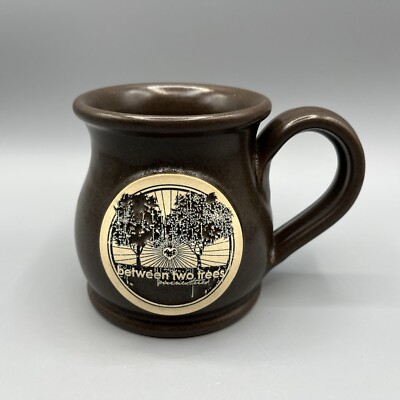 Deneen Pottery Coffee Mug  Between Two Trees  10 oz Brown Cup Handthrown 2012